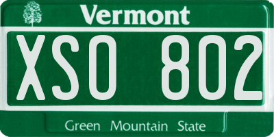 VT license plate XSO802