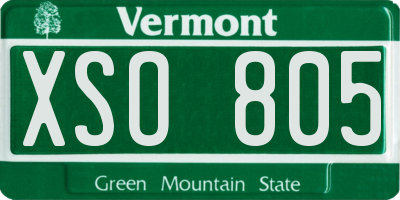 VT license plate XSO805