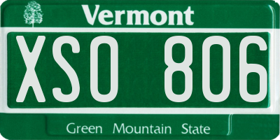 VT license plate XSO806