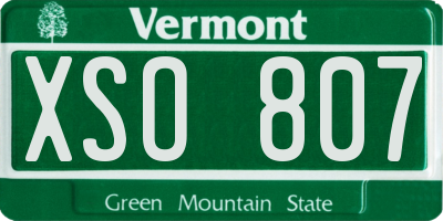 VT license plate XSO807