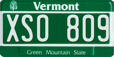 VT license plate XSO809