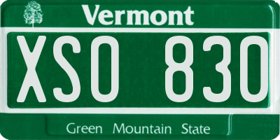 VT license plate XSO830