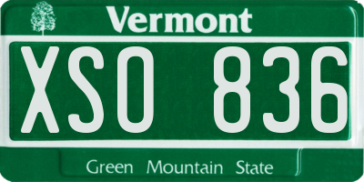 VT license plate XSO836