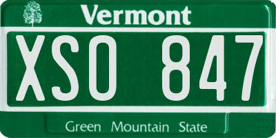 VT license plate XSO847
