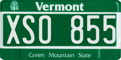 VT license plate XSO855