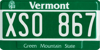 VT license plate XSO867