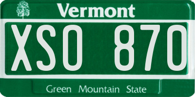VT license plate XSO870