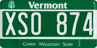 VT license plate XSO874
