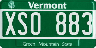 VT license plate XSO883