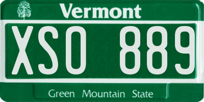 VT license plate XSO889