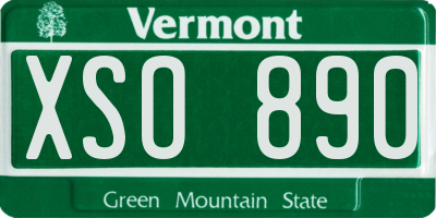 VT license plate XSO890