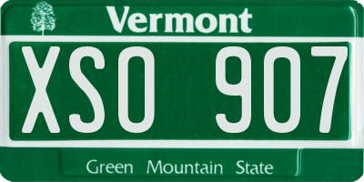 VT license plate XSO907