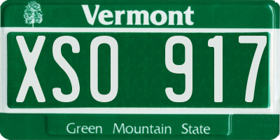 VT license plate XSO917