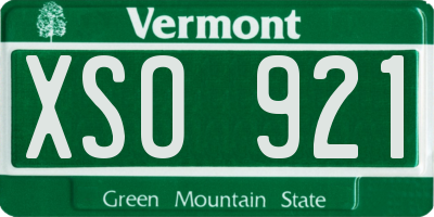 VT license plate XSO921