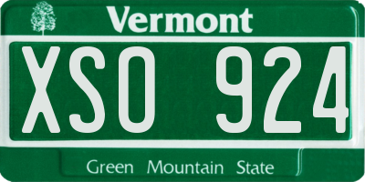 VT license plate XSO924
