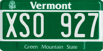 VT license plate XSO927