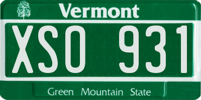VT license plate XSO931