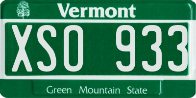 VT license plate XSO933