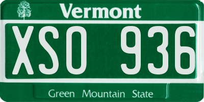 VT license plate XSO936