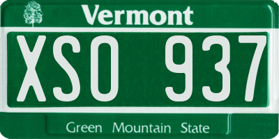 VT license plate XSO937