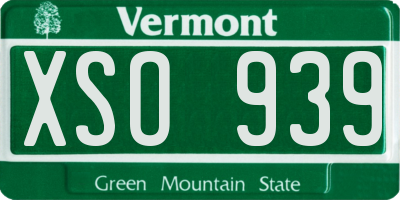 VT license plate XSO939