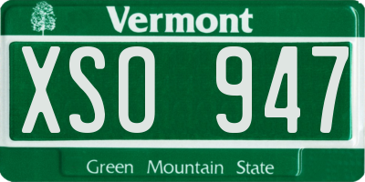 VT license plate XSO947