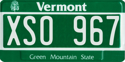 VT license plate XSO967