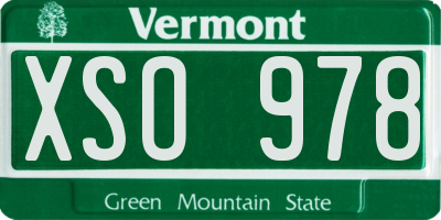 VT license plate XSO978