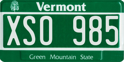 VT license plate XSO985