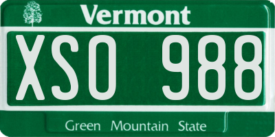 VT license plate XSO988