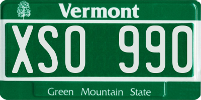 VT license plate XSO990