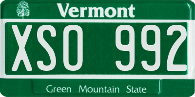 VT license plate XSO992