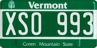 VT license plate XSO993