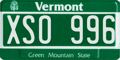 VT license plate XSO996