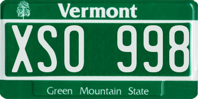 VT license plate XSO998