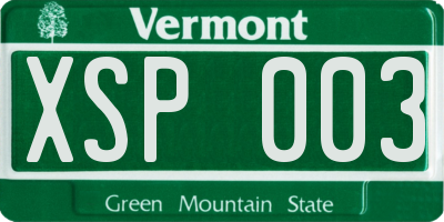VT license plate XSP003