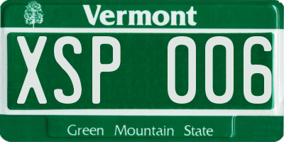 VT license plate XSP006