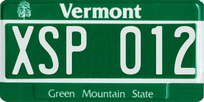 VT license plate XSP012