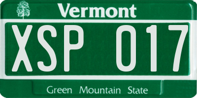 VT license plate XSP017