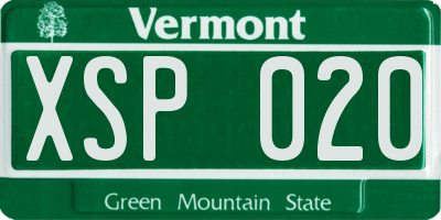 VT license plate XSP020