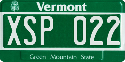 VT license plate XSP022