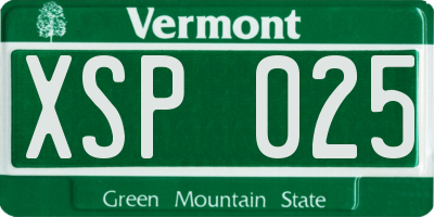 VT license plate XSP025