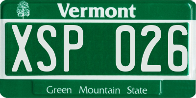 VT license plate XSP026