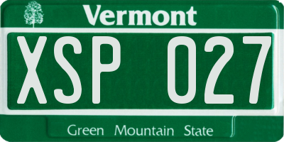 VT license plate XSP027