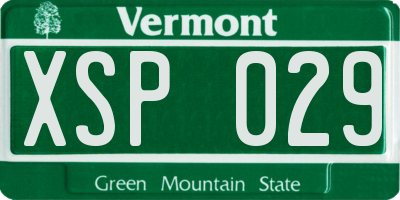 VT license plate XSP029