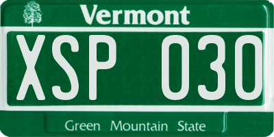 VT license plate XSP030