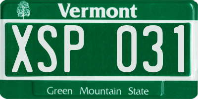 VT license plate XSP031