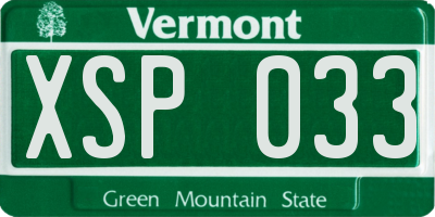 VT license plate XSP033