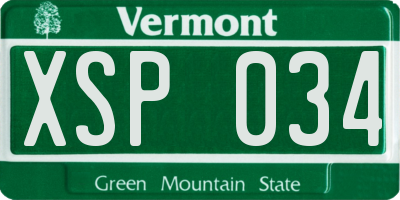 VT license plate XSP034