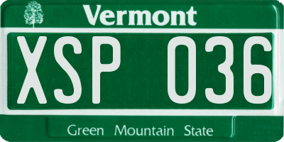 VT license plate XSP036